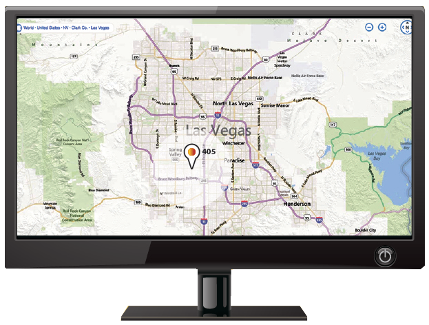 Computer monitor showing online tracking map