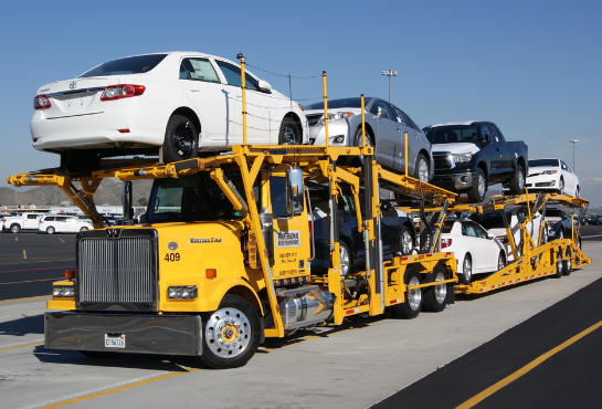 A fully loaded transport vehicle